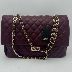 Badgley Mischka Quilted Burgundy Bag w/ Gold Chain [NWT]